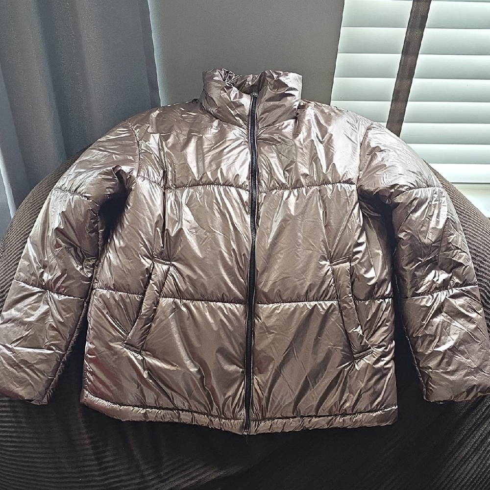 A New Day Shiny Bronze Puffer Jacket